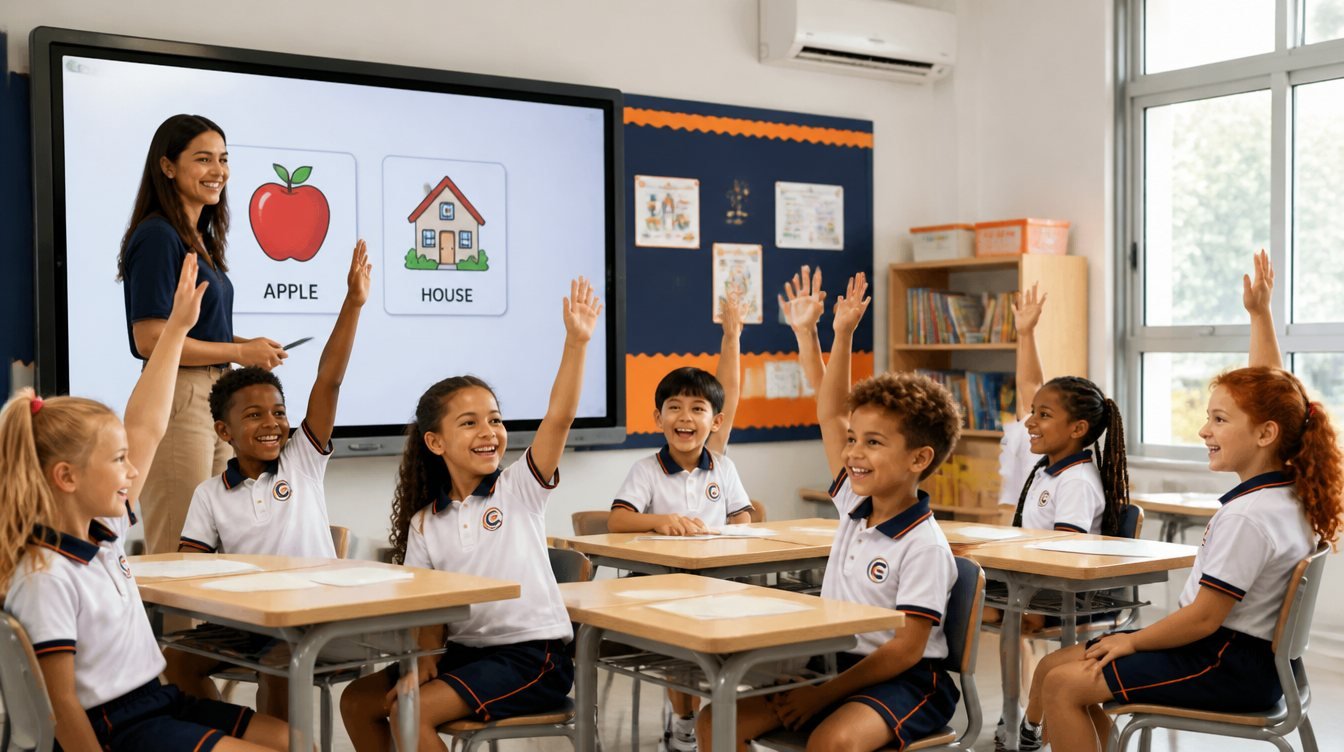 Aula de inglês do Projeto Bilíngue na Educare Prime
